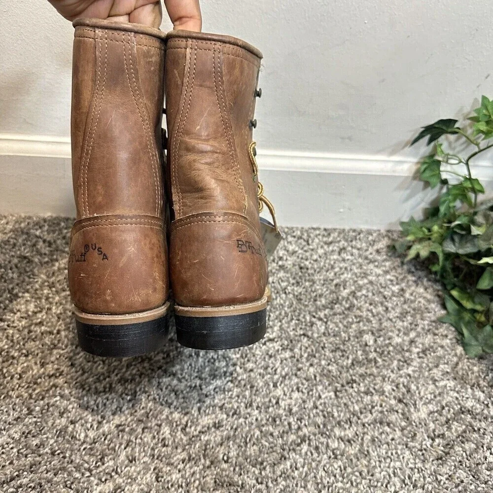 DD Tuff Handcrafted PACKER Leather Roper Kiltie Lace up Western Boots USA 6M New - Picture 6 of 9
